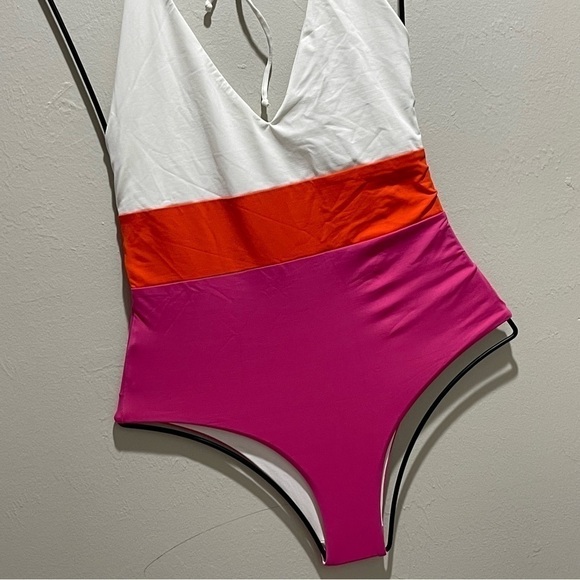 TAVIK Women’s CHASE Moderate One Piece Swimsuit Deep V Fuschia/Cherry Sz Small - Picture 3 of 10